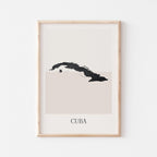 cuba map poster - minimalist boho wall art - digital download - image 1