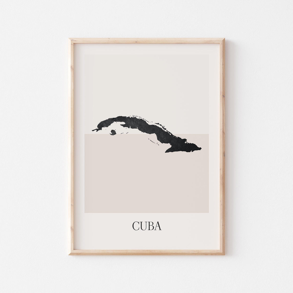 cuba map poster - minimalist boho wall art - digital download - image 1