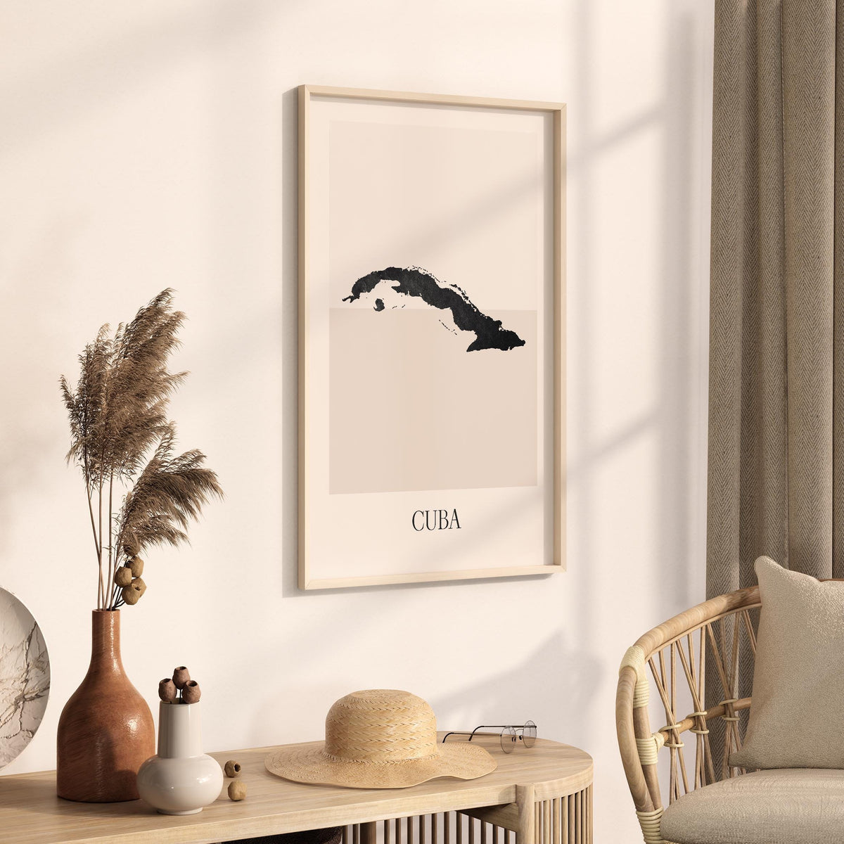 cuba map poster - minimalist boho wall art - digital download - image 2