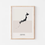japan map poster - minimalist boho wall art - digital download - image 1