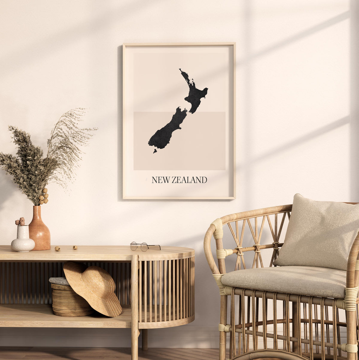 new zealand map poster - minimalist boho wall art - digital download - image 3