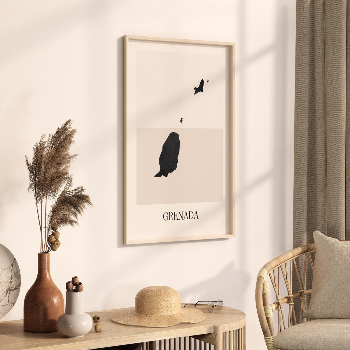 grenada map poster - minimalist boho wall art - digital download - image 2