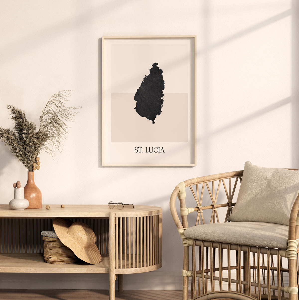 saint lucia map poster - minimalist boho wall art - digital download - image 3