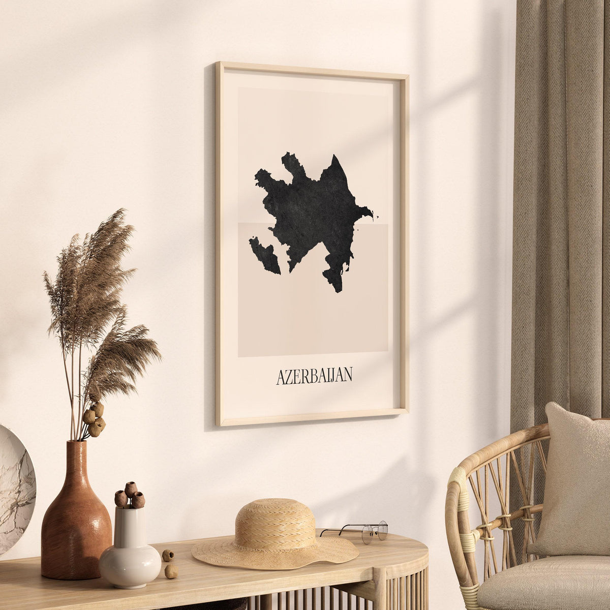 azerbaijan map poster - minimalist boho wall art - digital download - image 2