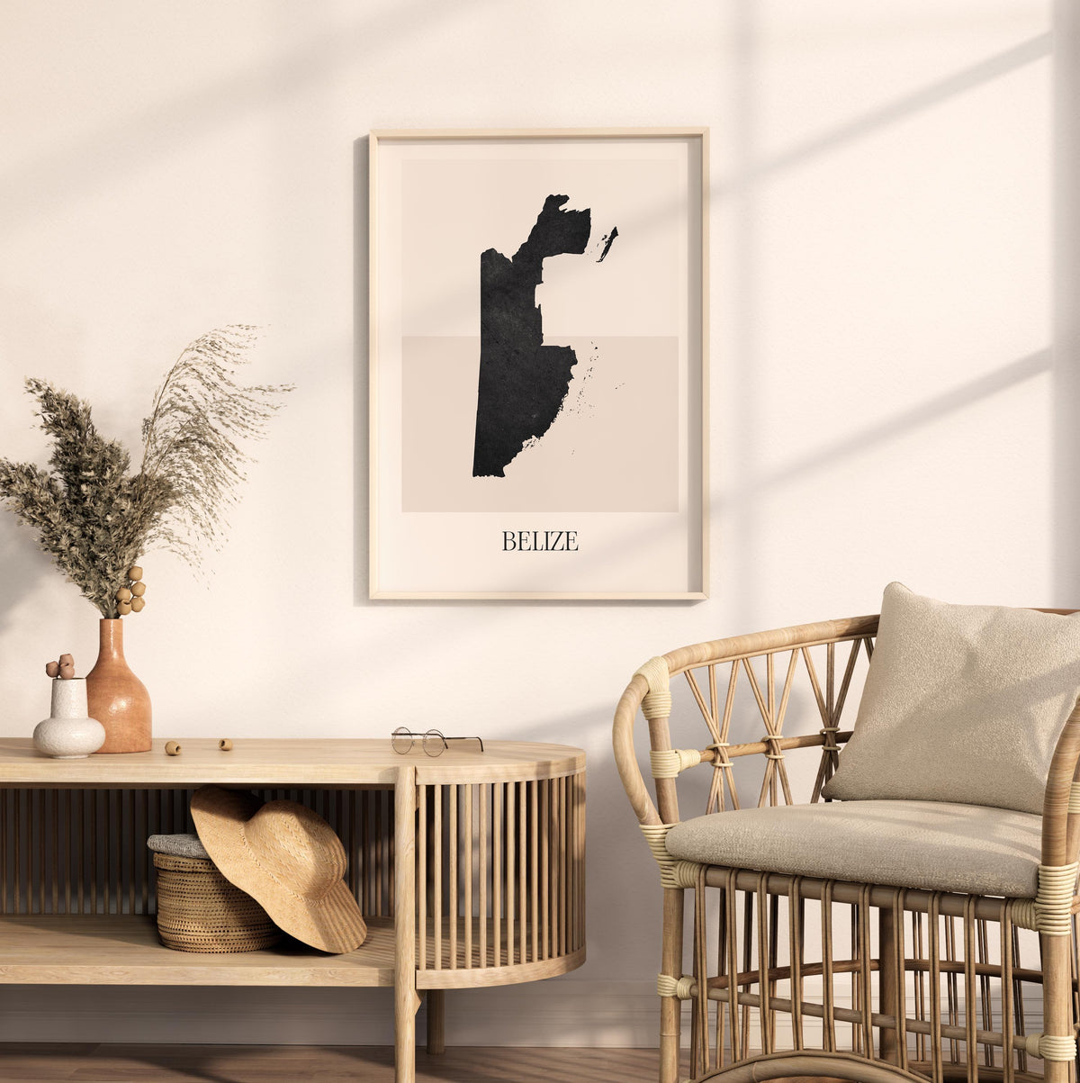 belize map poster - minimalist boho wall art - digital download - image 3