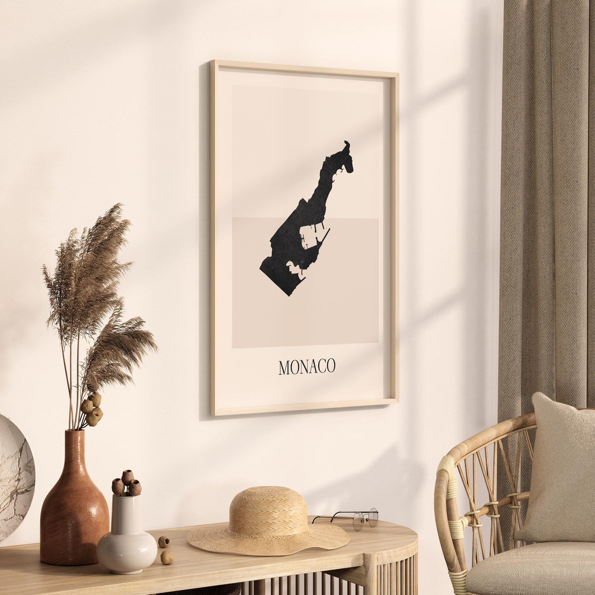 monaco map poster - minimalist boho wall art - digital download - image 2