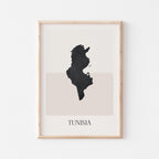 tunisia map poster - minimalist boho wall art - digital download - image 1