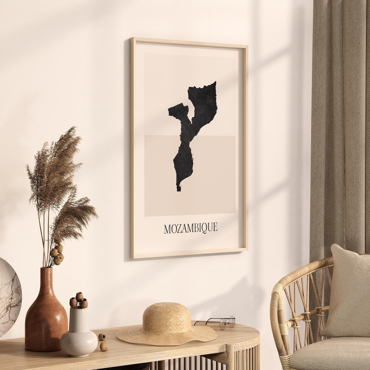 mozambique map poster - minimalist boho wall art - digital download - image 2