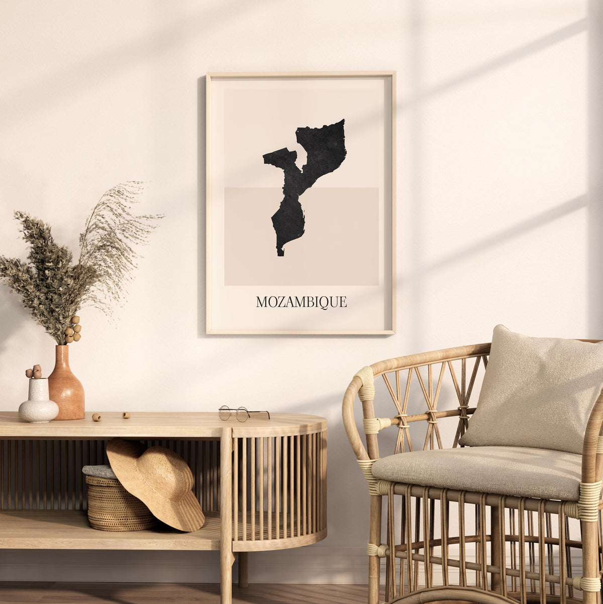 mozambique map poster - minimalist boho wall art - digital download - image 3