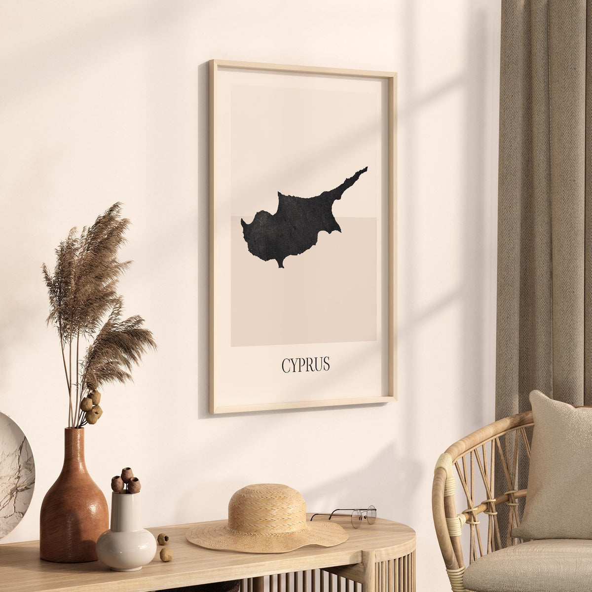cyprus map poster - minimalist boho wall art - digital download - image 2