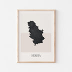 serbia map poster - minimalist boho wall art - digital download - image 1