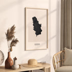 serbia map poster - minimalist boho wall art - digital download - image 2