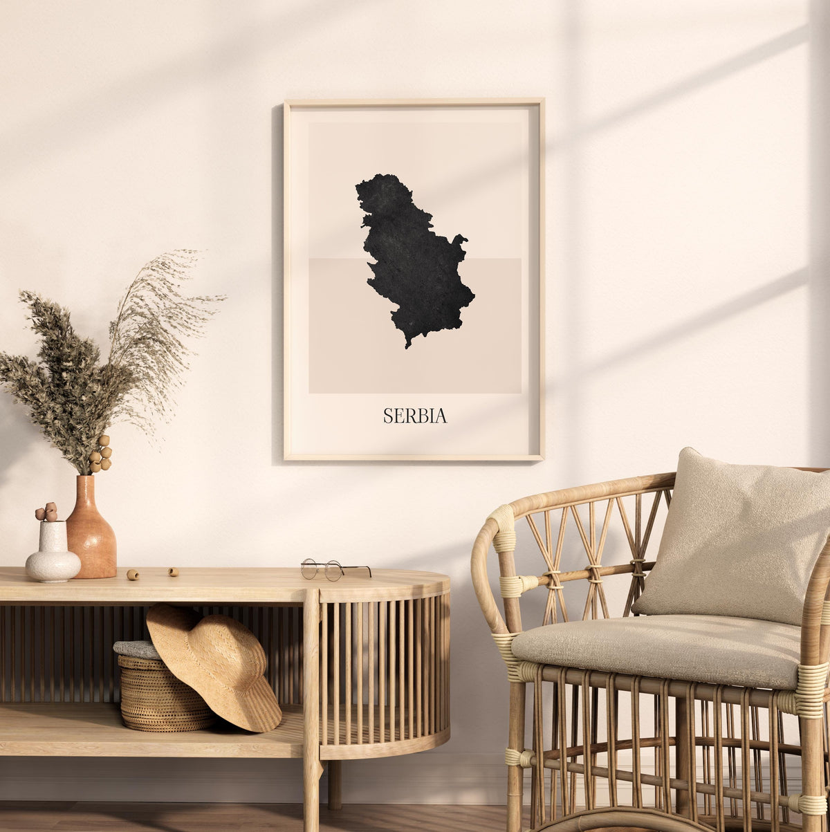 serbia map poster - minimalist boho wall art - digital download - image 3