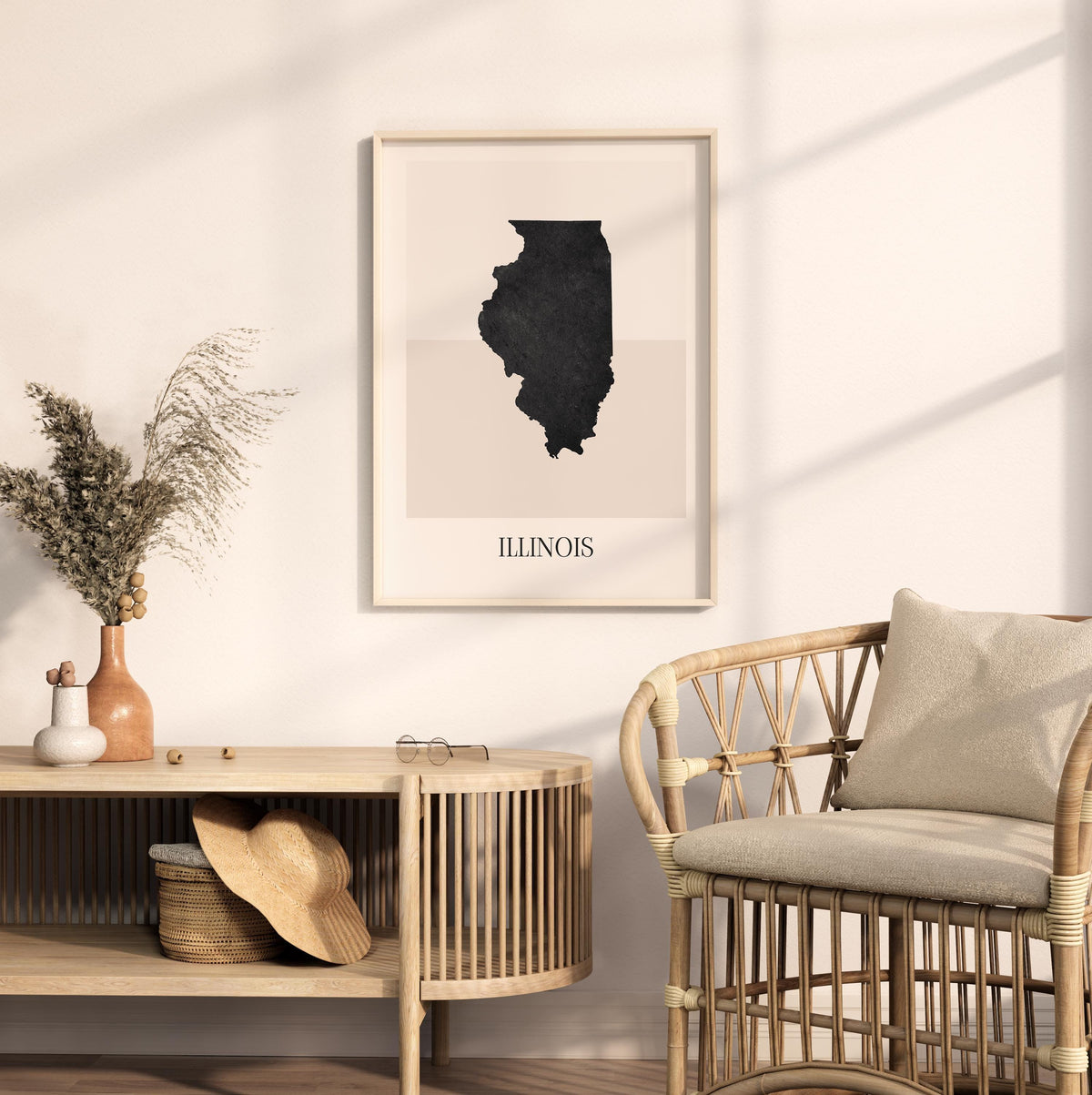 illinois usa map poster - minimalist boho wall art - digital download - image 3
