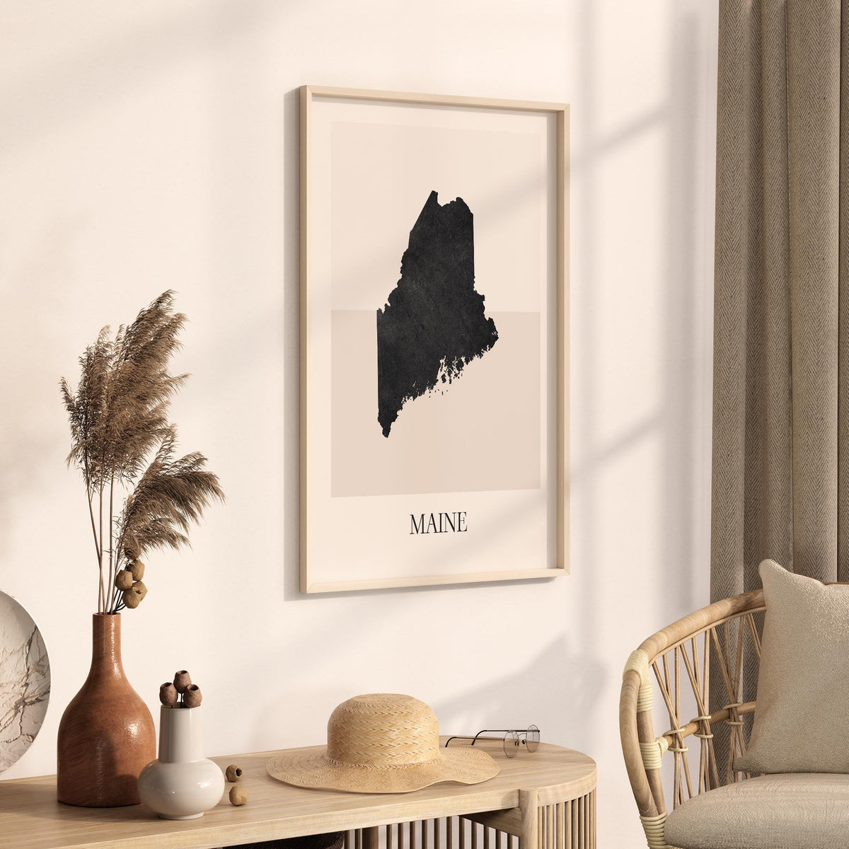 maine usa map poster - minimalist boho wall art - digital download - image 2
