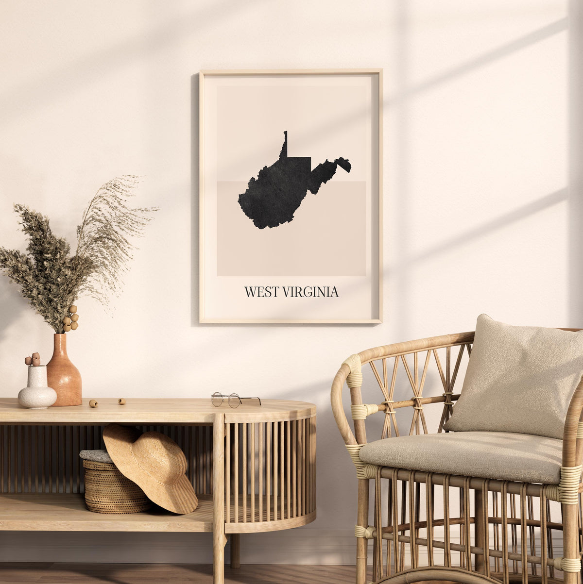 virginia usa map poster - minimalist boho wall art - digital download - image 3