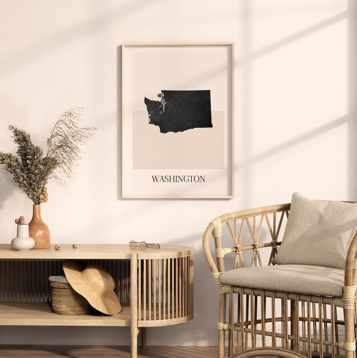 washington usa map poster - minimalist boho wall art - digital download - image 3