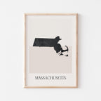 massachusetts usa map poster - minimalist boho wall art - digital download - image 1