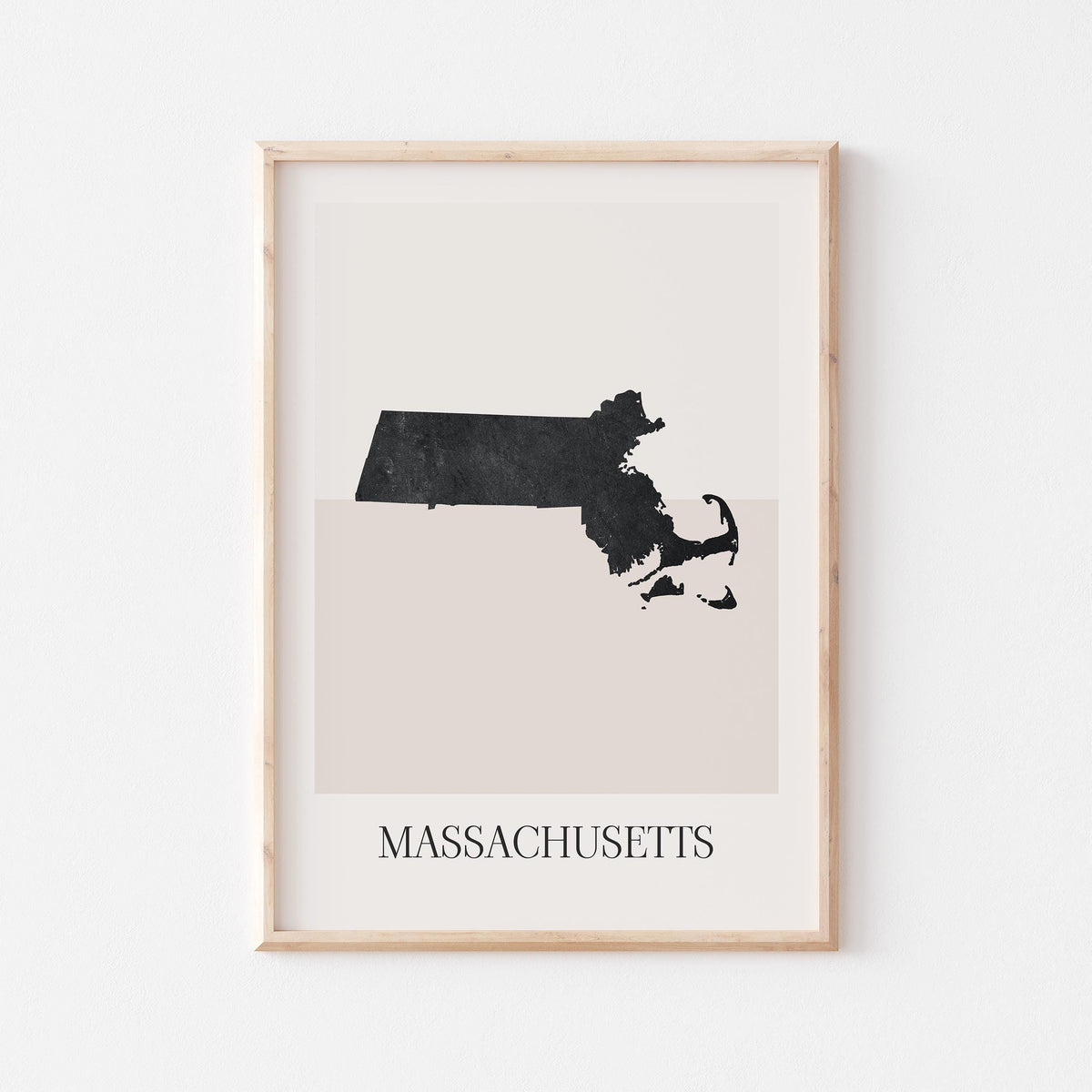 massachusetts usa map poster - minimalist boho wall art - digital download - image 1
