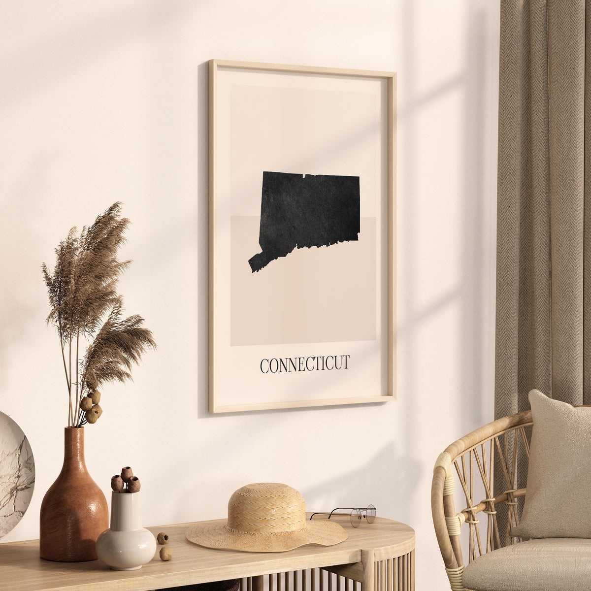 connecticut usa map poster - minimalist boho wall art - digital download - image 2
