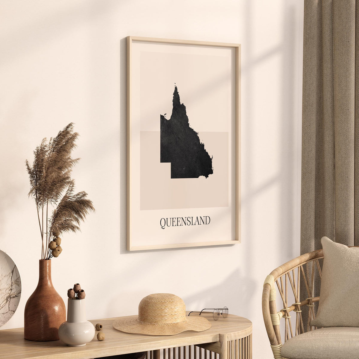 queensland australia map poster - minimalist boho wall art - digital download - image 2