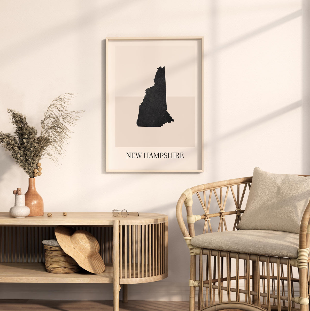 new hampshire usa map poster - minimalist boho wall art - digital download - image 3