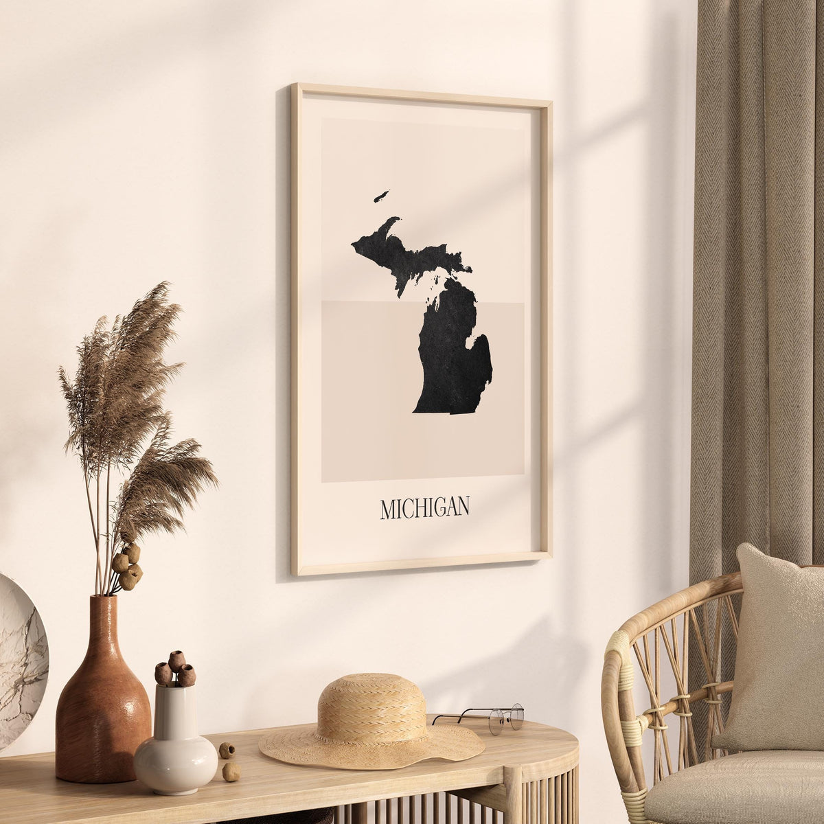 michigan usa map poster - minimalist boho wall art - digital download - image 2