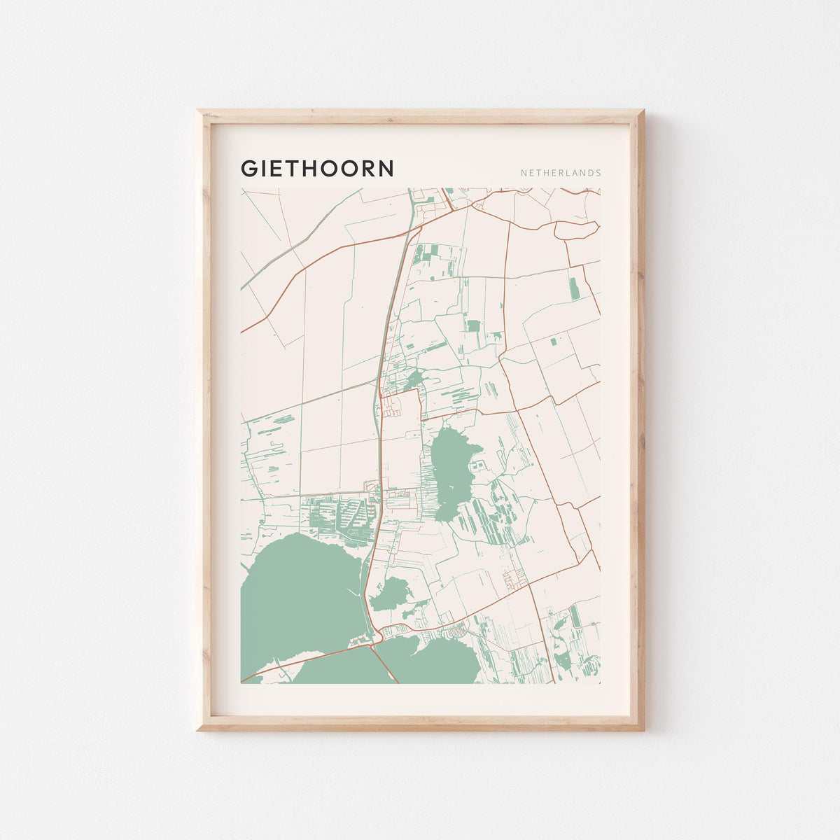 giethoorn netherlands map poster - image 1