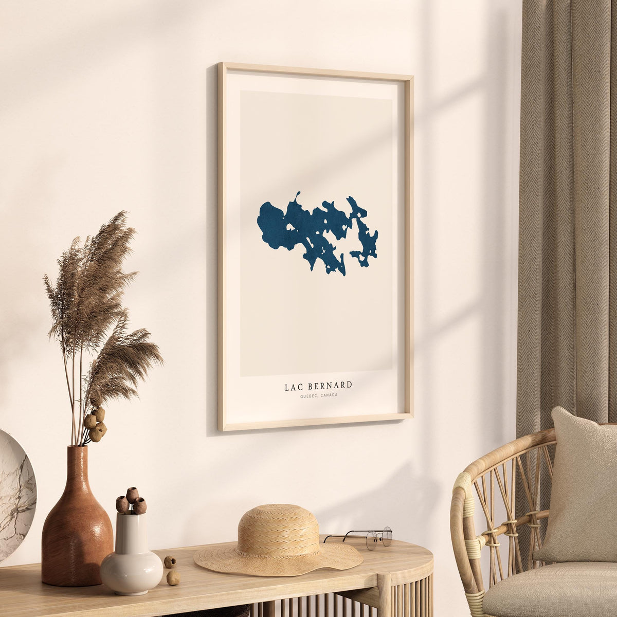 lac bernard map print quebec map poster – minimalist lake wall art - image 3