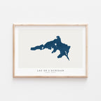 lac de l'achigan quebec map poster – minimalist lake wall art - image 1