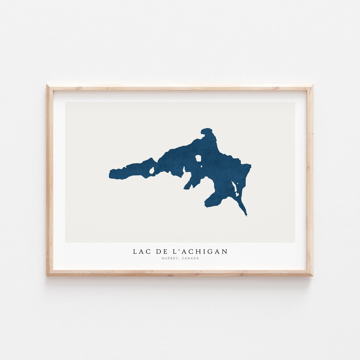 lac de l'achigan quebec map poster – minimalist lake wall art - image 1