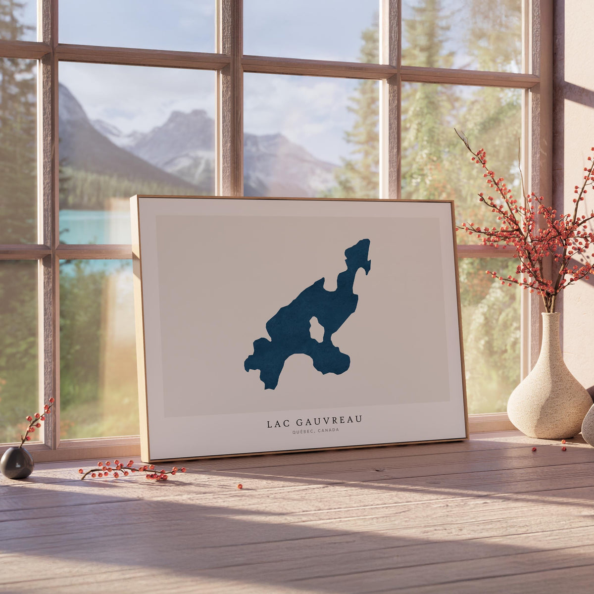 lac gauvreau quebec map poster – minimalist lake wall art - image 4