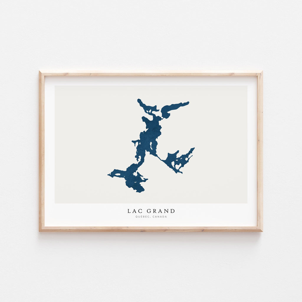 lac grand map art print quebec map poster – minimalist lake wall art - image 2