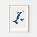 lac grand map art print quebec map poster – minimalist lake wall art - image 1