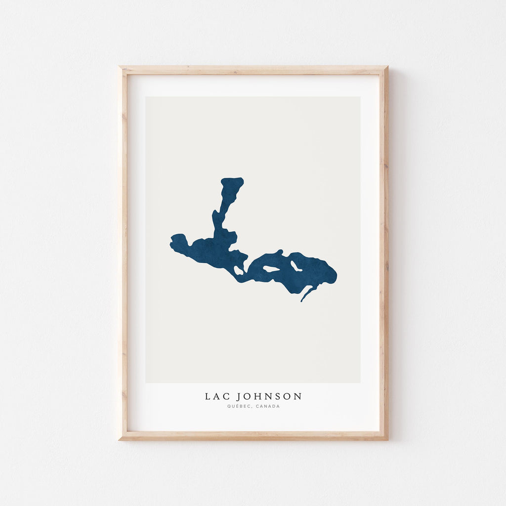 lac johnson map print quebec map poster – minimalist lake wall art - image 2