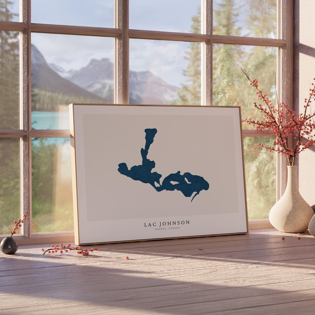 lac johnson map print quebec map poster – minimalist lake wall art - image 4