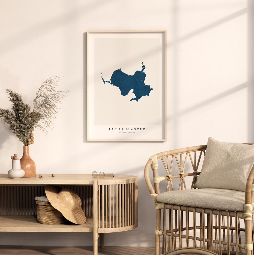 lac la blanche map print quebec map poster – minimalist lake wall art - image 5