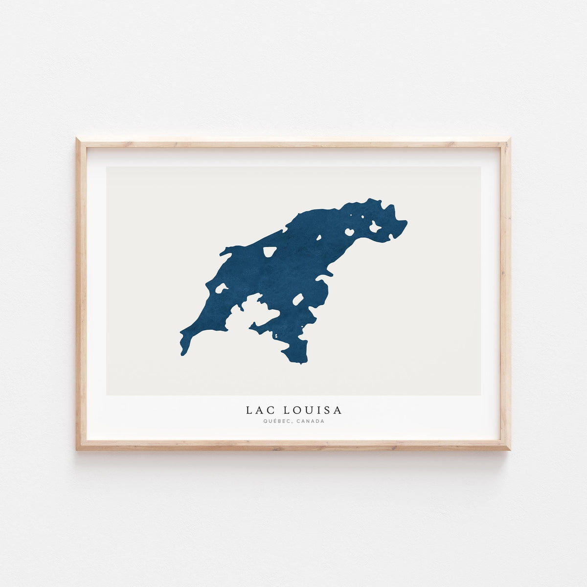 lac louisa map art print quebec map poster – minimalist lake wall art - image 1