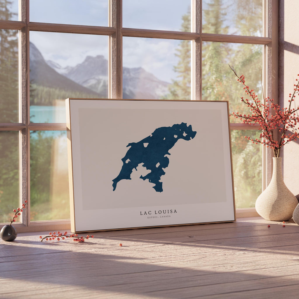 lac louisa map art print quebec map poster – minimalist lake wall art - image 4