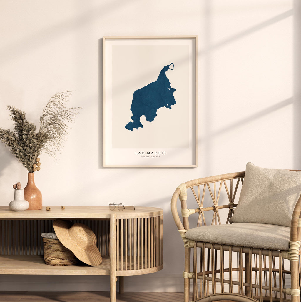 lac marois map print quebec map poster – minimalist lake wall art - image 5