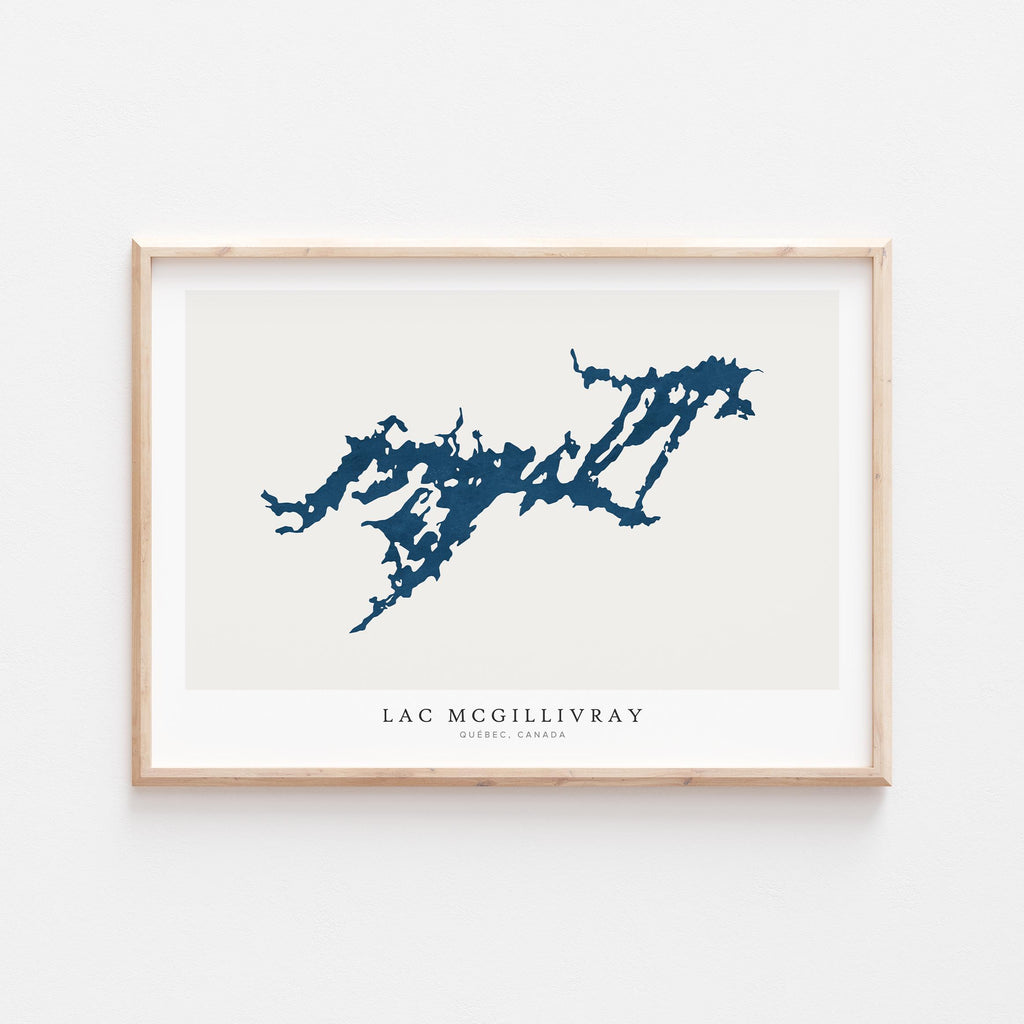 lac mcgillivray map print quebec map poster – minimalist lake wall art - image 1