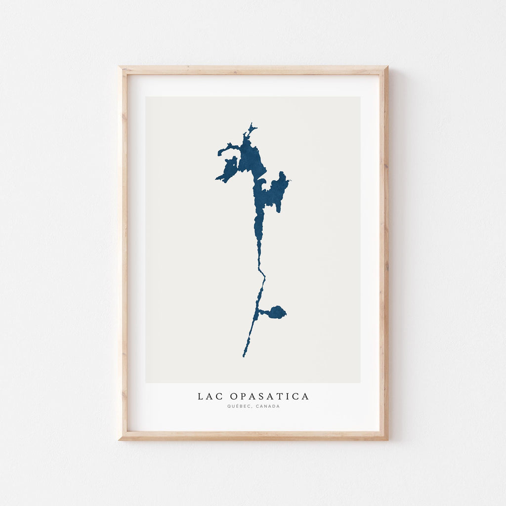 lac opasatica map print quebec map poster – minimalist lake wall art - image 1
