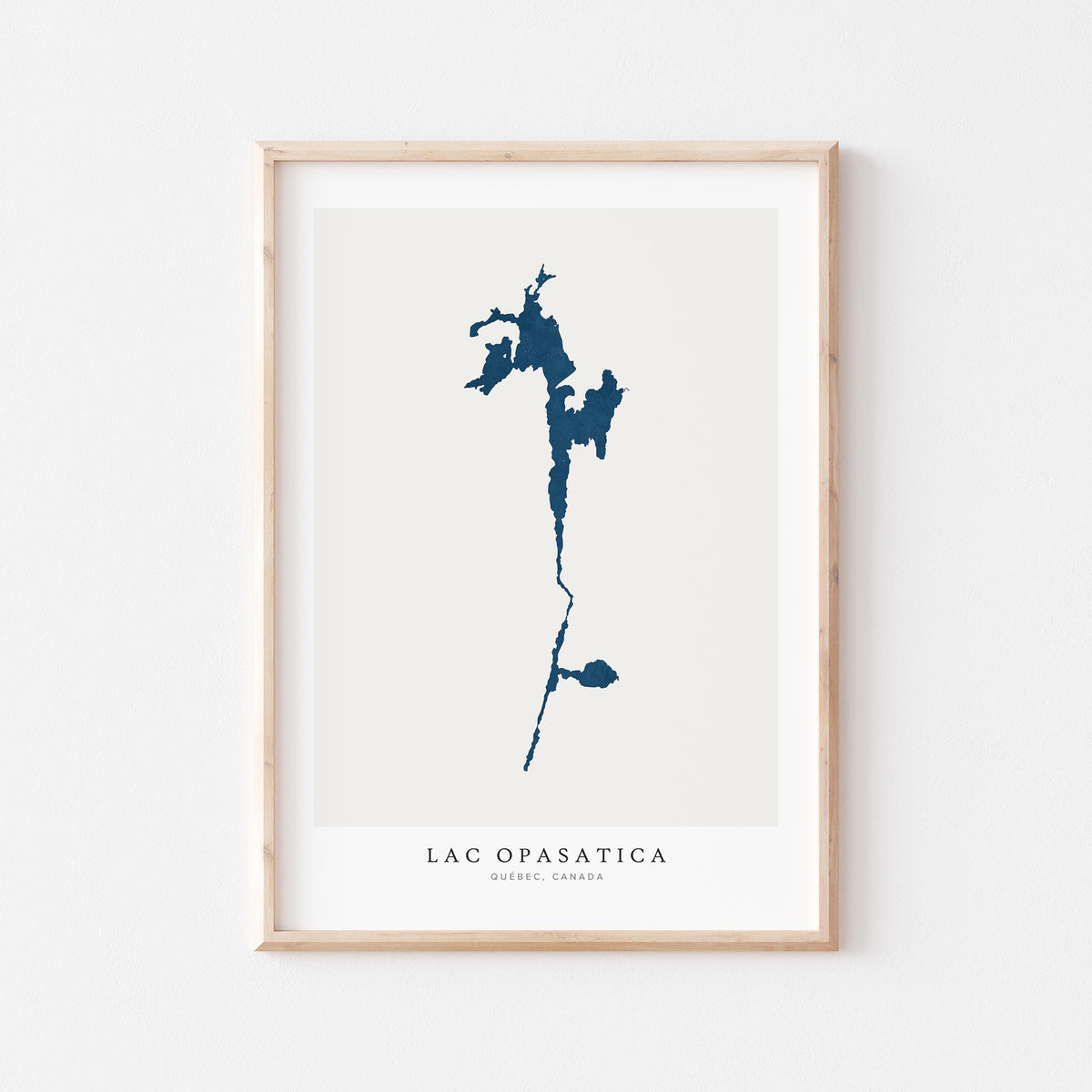 lac opasatica map print quebec map poster – minimalist lake wall art - image 1