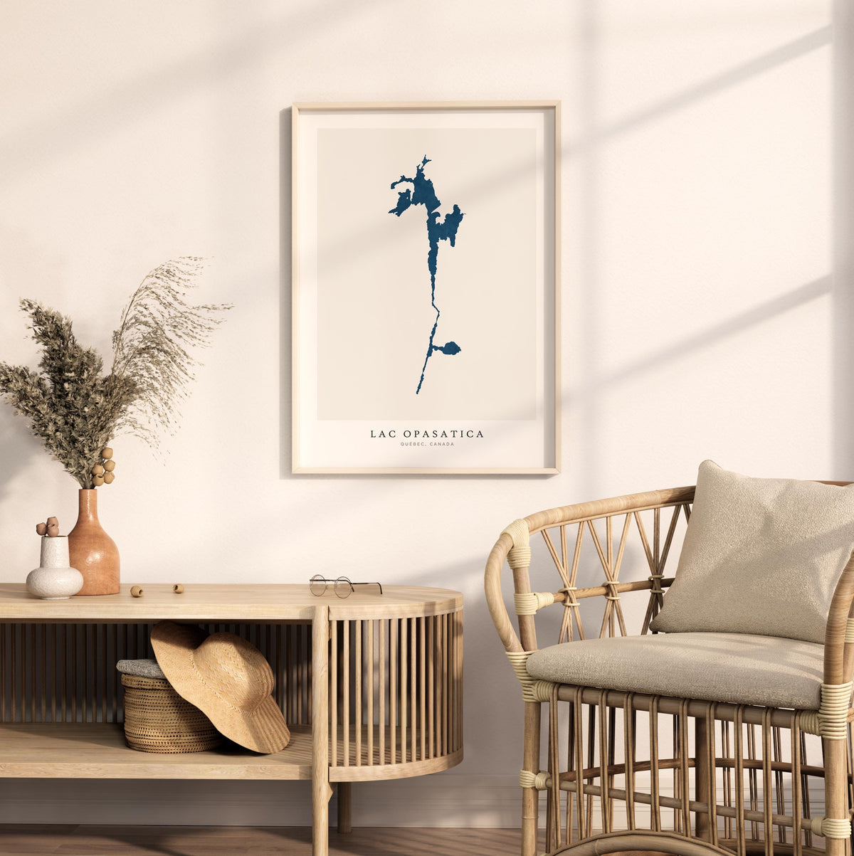 lac opasatica map print quebec map poster – minimalist lake wall art - image 5