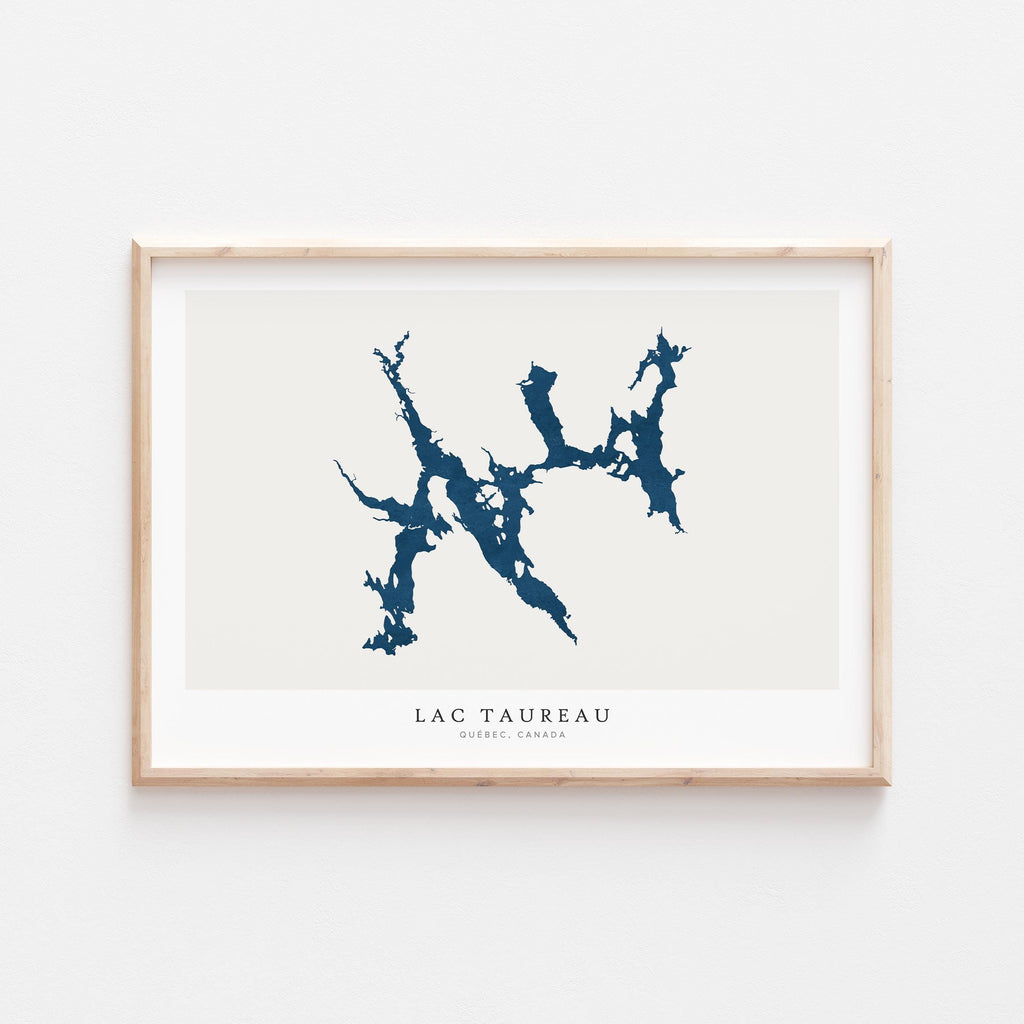 lac taureau map print quebec map poster – minimalist lake wall art - image 1