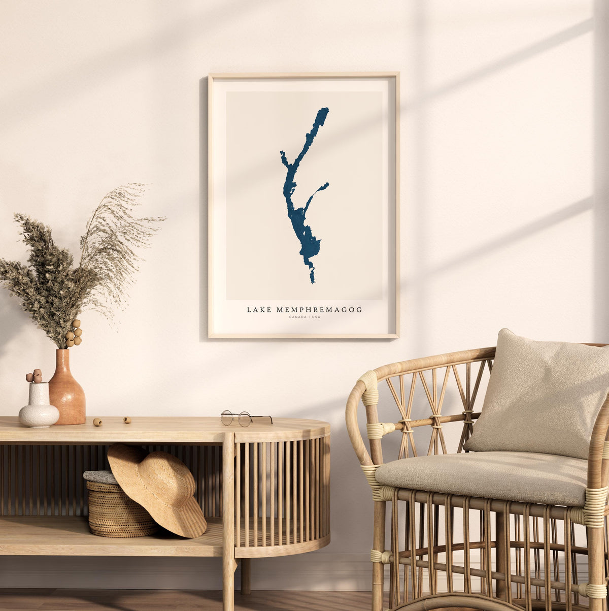 lake memphremagog map art quebec map poster – minimalist lake wall art - image 5
