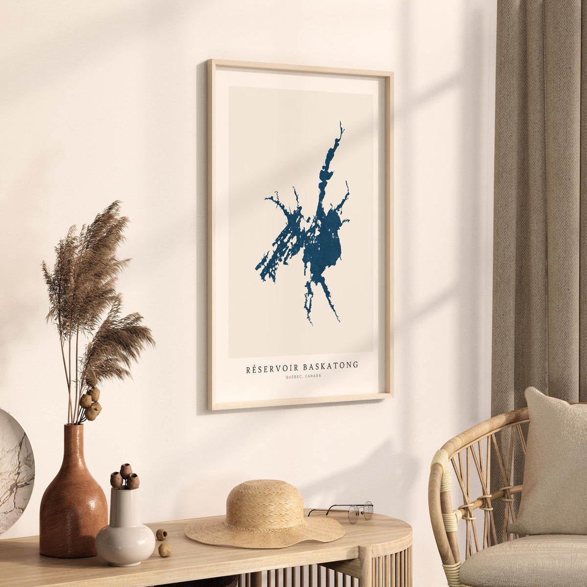 reservoir baskatong map print quebec map poster – minimalist lake wall art - image 3
