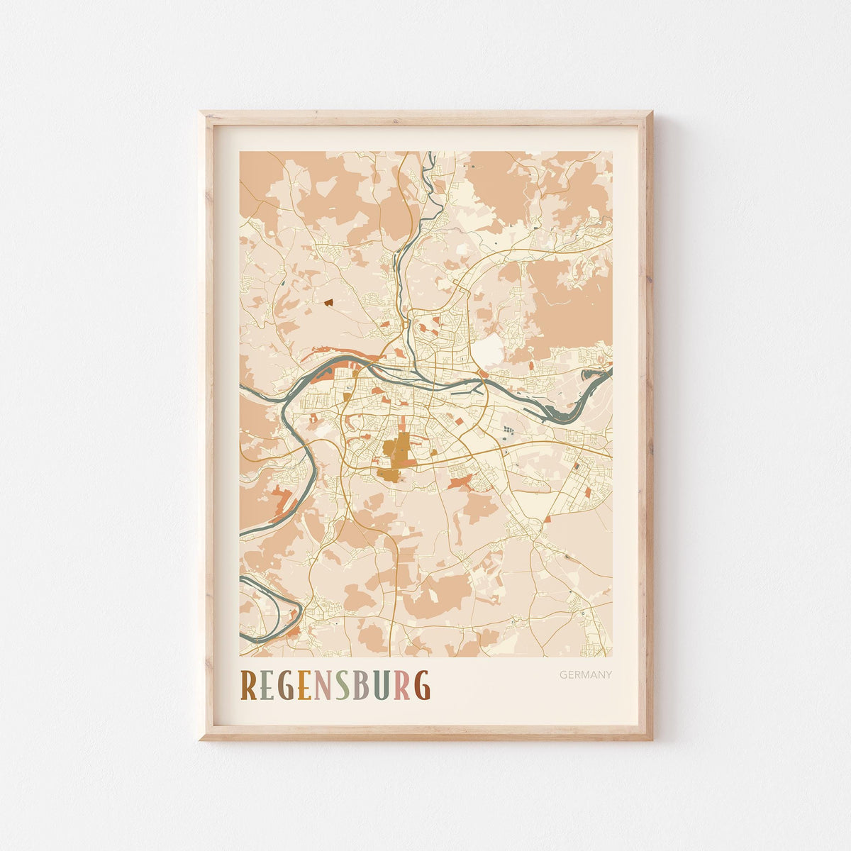 regensburg germany map poster - image 1