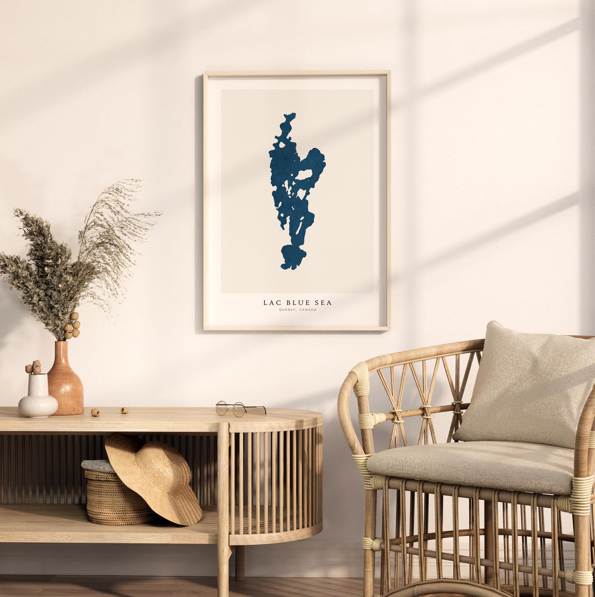 lac blue sea map print quebec map poster – minimalist lake wall art - image 5