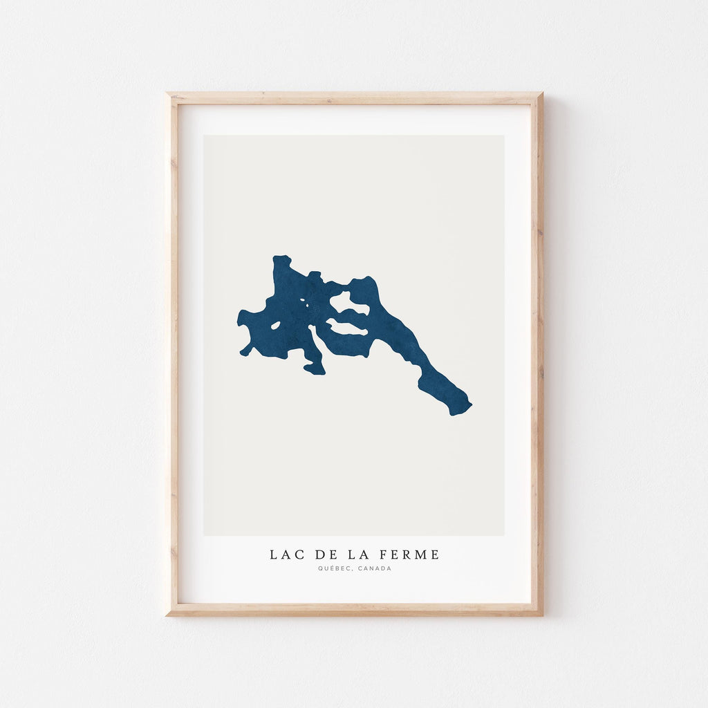 lac de la ferme map print quebec map poster – minimalist lake wall art - image 2